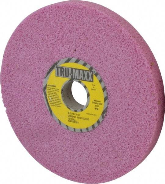 Tru-Maxx - 8" Diam x 1-1/4" Hole x 3/4" Thick, G Hardness, 46 Grit Surface Grinding Wheel - Aluminum Oxide, Type 1, Coarse Grade, 3,105 Max RPM, Vitrified Bond, No Recess - USA Tool & Supply
