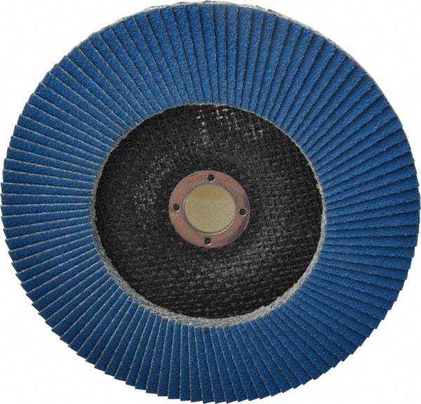Tru-Maxx - 60 Grit, 7" Disc Diam, 7/8" Center Hole, Type 27 Zirconia Alumina Flap Disc - 8,600 Max RPM, Arbor Attaching System, Coated - USA Tool & Supply