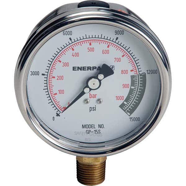 Enerpac - Hydraulic Pressure Gages & Adapters Type: Dry Gauge Pressure Rating: 15000 - USA Tool & Supply