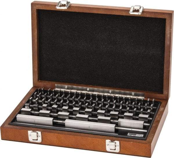 SPI - 81 Piece, 0.05 to 4", Grade AS-1, Steel Gage Block Set - Rectangular, +16 - 8µ (2"), +20 - 10µ (3"), +24 - 12µ (4"), +8 - 4µ (0.050-1") Tolerance - USA Tool & Supply