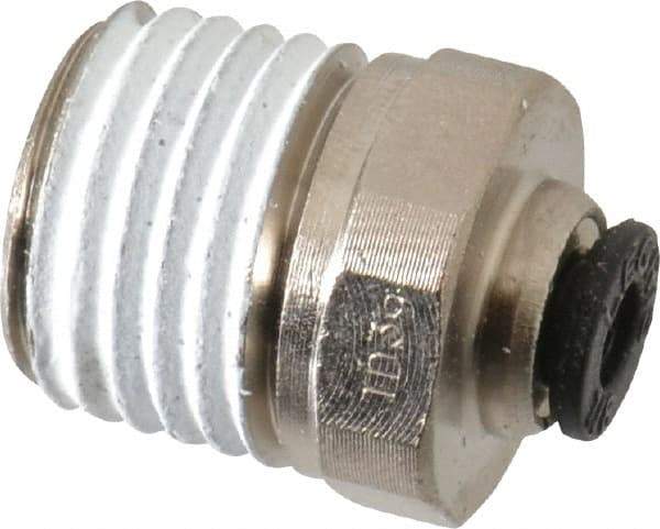 Legris - 1/8" Outside Diam, 1/4 NPT, Nickel Plated Brass Push-to-Connect Tube Male Connector - 290 Max psi - USA Tool & Supply