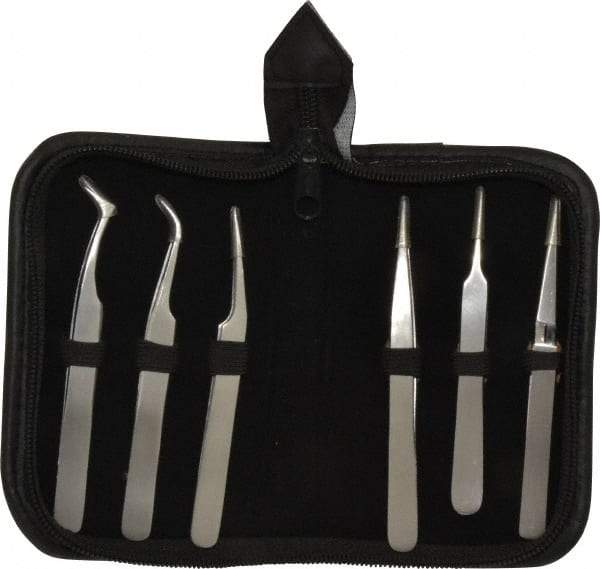 Value Collection - Stainless Steel Tweezer Set - 6 Piece - USA Tool & Supply