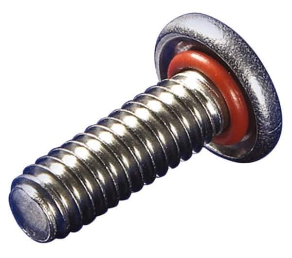 APM HEXSEAL - #6-32 UNC, 3/8" OAL Phillips Drive Machine Screw - Flat Head, Grade 18-8 Stainless Steel, Uncoated, Bonded Sealing - USA Tool & Supply