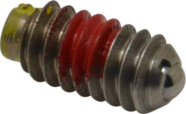 TE-CO - 1/4-20, 0.125" Ball Diam, 17/32" Body Length, 0.035" Max Ball Reach, Threaded Ball Plunger - Stainless Steel Body, Stainless Steel Ball, 4 Lb Initial End Force, 12 Lb Final End Force, Locking Element - USA Tool & Supply