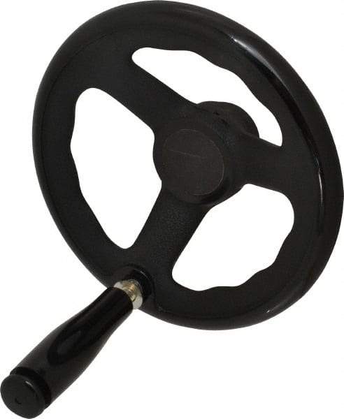 Value Collection - 6-1/4", 3 Spoke Offset Handwheel with Revolving Handle - Plastic, Plain Finish - USA Tool & Supply