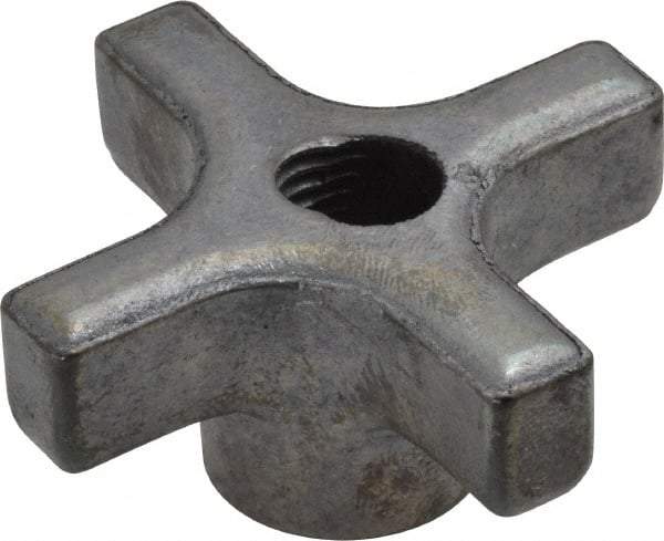 Made in USA - 2" Diam, 3/8-16 Thread, 1" High, Cast Steel, Cadmium Plated, Quick Acting Hand Knob - 13/16" Hub Diam, 25/64" Quick Release Distance, 1/2" Hub Height, 1/2" Head Height - USA Tool & Supply