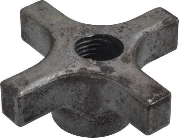 Made in USA - 3" Diam, 5/8-11 Thread, 1-1/4" High, Cast Steel, Cadmium Plated, Quick Acting Hand Knob - 1-1/4" Hub Diam, 41/64" Quick Release Distance, 5/8" Hub Height, 5/8" Head Height - USA Tool & Supply