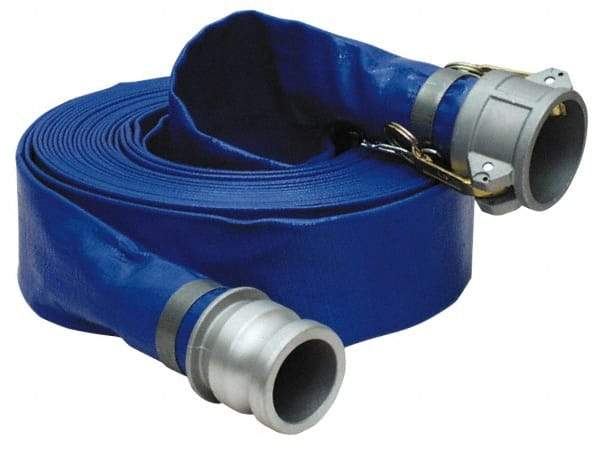 Alliance Hose & Rubber - -5 to 130°F, 2" Inside x 2" Outside Diam, PVC Liquid Suction & Discharge Hose - Blue, 50' Long, 80 psi Working Pressure - USA Tool & Supply