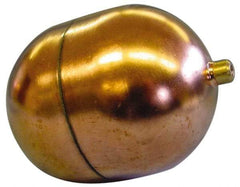 Made in USA - 4" Diam x 5" Long, Oblong, Round Spud Connection, Metal Float - 1/4-20 Thread, Copper, 25 Max psi, 21 Gauge - USA Tool & Supply