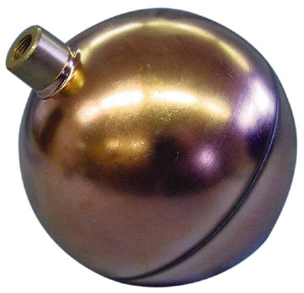 Made in USA - 12" Diam, Spherical, Round Spud Connection, Metal Float - 3/8 NPT Thread, Copper, 25 Max psi, 20 Gauge - USA Tool & Supply