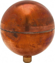 Made in USA - 3" Diam, Spherical, Round Spud Connection, Metal Float - 1/4-20 Thread, Copper, 25 Max psi, 24 Gauge - USA Tool & Supply