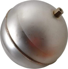 Made in USA - 6" Diam, Spherical, Hex Spud Connection, Metal Float - 1/4-20 Thread, Stainless Steel, 800 Max psi, 18 Gauge - USA Tool & Supply
