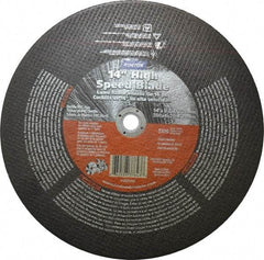 Norton - 14" 24 Grit Aluminum Oxide/Silicon Carbide Blend Cutoff Wheel - 1/8" Thick, 1" Arbor, 5,400 Max RPM, Use with Electric & Gas Powered Saws - USA Tool & Supply