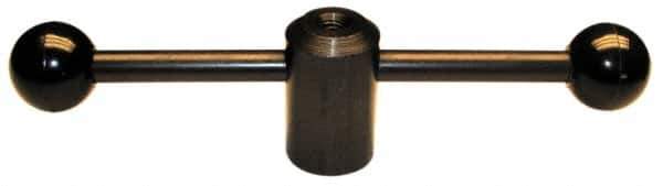 Morton Machine Works - 2 Straight Arms, 5/8-11" Hole, Black Oxide, Tapped Clamping Handle - 1/2" Arm Diam, 1-3/8" Hub Diam, 1-3/8" Ball Diam - USA Tool & Supply