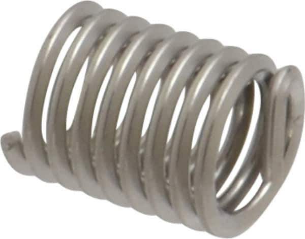 Recoil - #12-24 UNC, 0.432" OAL, Free Running Helical Insert - 8-3/8 Free Coils, Tanged, Stainless Steel, Bright Finish, 2D Insert Length - USA Tool & Supply