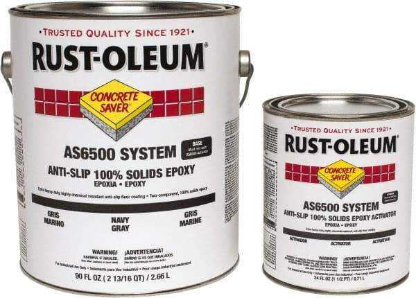 Rust-Oleum - 1 Gal Kit Gloss Navy Gray Antislip Epoxy - 25 to 35 Sq Ft/Gal Coverage, <50 g/L VOC Content - USA Tool & Supply