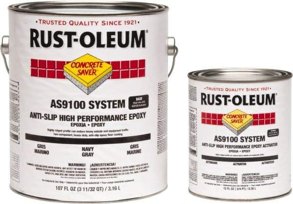 Rust-Oleum - 1 Gal Kit Gloss Navy Gray Antislip Epoxy - 40 to 60 Sq Ft/Gal Coverage, <250 g/L VOC Content - USA Tool & Supply