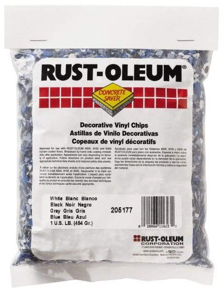 Rust-Oleum - Black/White/Blue Vinyl Floor Chips - 1 Lb Plastic Bag - USA Tool & Supply