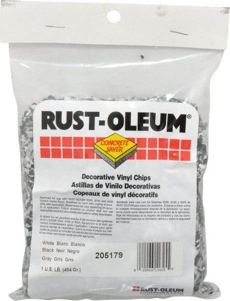 Rust-Oleum - Black/White/Gray Vinyl Floor Chips - 1 Lb Plastic Bag - USA Tool & Supply