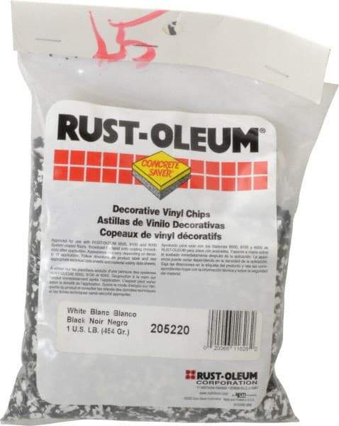 Rust-Oleum - Black/White Vinyl Floor Chips - 1 Lb Plastic Bag - USA Tool & Supply