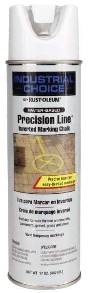 Rust-Oleum - 17 fl oz White Marking Chalk - 500' to 530' Coverage at 1-1/4" Wide, Water-Based Formula - USA Tool & Supply