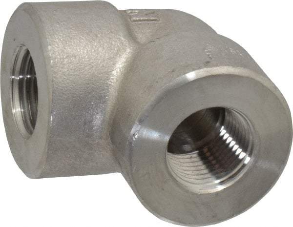 Value Collection - 1/2" Grade 304/304L Stainless Steel Pipe 90° Elbow - FNPT x FNPT End Connections, 3,000 psi - USA Tool & Supply