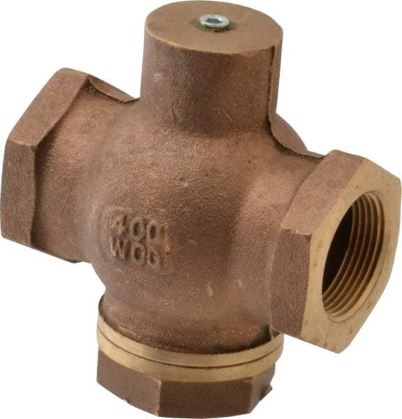 Kingston - 1-1/4" Brass Check Valve - Inline, FNPT x FNPT, 400 WOG - USA Tool & Supply