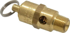 Kingston - 1/8" Inlet, ASME Safety Relief Valve - 100 Max psi, Brass - USA Tool & Supply