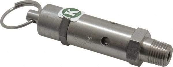 Kingston - 1/4" Inlet, ASME Safety Relief Valve - 125 Max psi, Stainless Steel - USA Tool & Supply