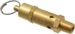 Kingston - 1/4" Inlet, ASME Safety Relief Valve - 100 Max psi, Brass - USA Tool & Supply