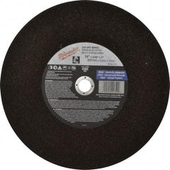 Milwaukee Tool - 14" 36 Grit Aluminum Oxide Cutoff Wheel - 3/32" Thick, 1" Arbor, 4,365 Max RPM, Use with Angle Grinders - USA Tool & Supply