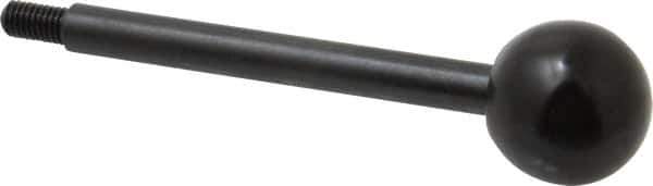 Gibraltar - 10-32 Stem, 3/4" Knob Diam, 1/4" Shaft Diam, Gear Lever Arm with Ball Knob - 3/8" Thread Length, 3" Handle Length, Carbon Steel Shaft, Plastic Knob - USA Tool & Supply