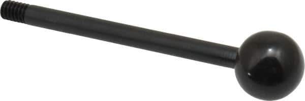 Gibraltar - 1/4-20 Stem, 3/4" Knob Diam, 1/4" Shaft Diam, Gear Lever Arm with Ball Knob - 3/8" Thread Length, 3-1/2" Handle Length, Carbon Steel Shaft, Plastic Knob - USA Tool & Supply