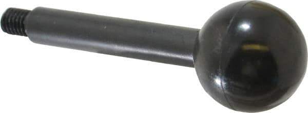 Gibraltar - 3/8-16 Stem, 1-3/8" Knob Diam, 1/2" Shaft Diam, Gear Lever Arm with Ball Knob - 1/2" Thread Length, 4" Handle Length, Carbon Steel Shaft, Plastic Knob - USA Tool & Supply