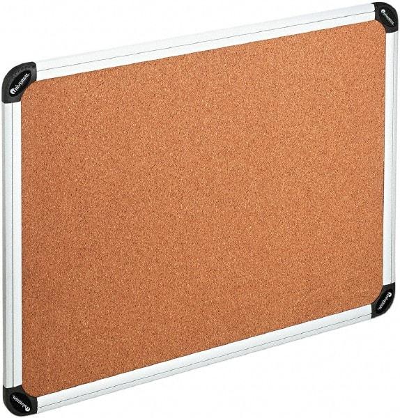 UNIVERSAL - 48" Wide x 36" High Open Cork Bulletin Board - Natural Cork, Silver Frame - USA Tool & Supply