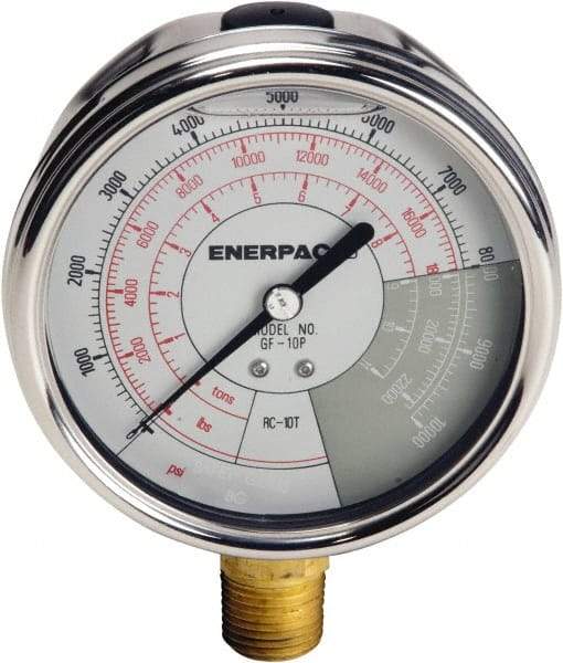Enerpac - Hydraulic Pressure Gages & Adapters Type: Liquid-Filled Gauge Pressure Rating: 0 - 10000 - USA Tool & Supply