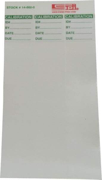 SPI - Calibration Label - Legend: Calibration, English, Green & White, 6" Long x 1" High, No Coating - USA Tool & Supply