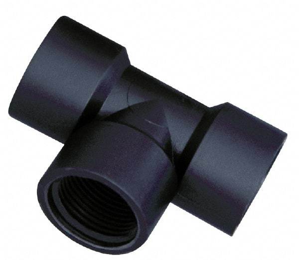 Green Leaf - 1/4" Polypropylene Plastic Pipe Tee - FIPT x FIPT x FIPT End Connections - USA Tool & Supply