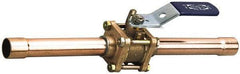 NIBCO - 1-1/2" Pipe, Full Port, Bronze Oxygen Service Ball Valve - 3 Piece, Inline - One Way Flow, Tube O.D. x Tube O.D. Ends, Lever Handle, 600 WOG, 200 WSP - USA Tool & Supply
