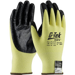 09-K1450/XXXL Gloves w/Kevlar Brand - G-Tek KEV - Kevlar/Lycra 13G Yellow Shell - Black Nitrile Smooth Grip - USA Tool & Supply