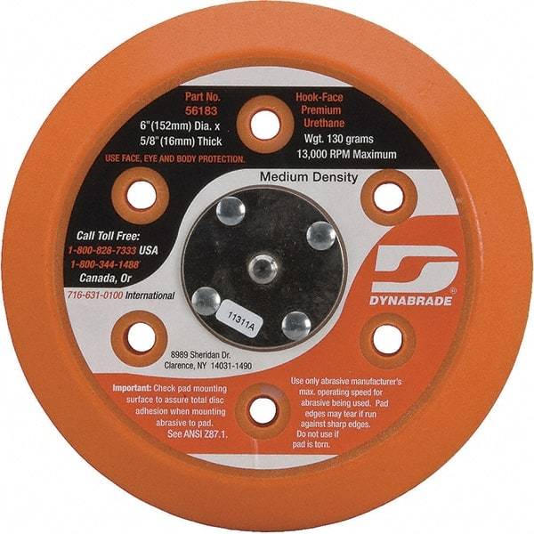 Dynabrade - 6" Diam Disc Backing Vacuum Replacement Pad - Medium Density, 13,000 RPM - USA Tool & Supply