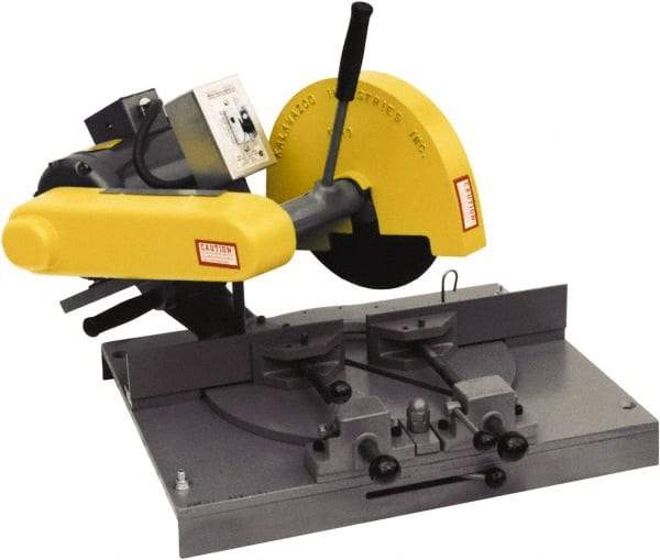 Kalamazoo - 10" Blade Diam, 5/8" Arbor Hole, Miter Chop & Cutoff Saw - 3,450 RPM, 3 hp, 110/220 & 220/440 Volts, 1 or 3 Phase - USA Tool & Supply