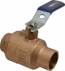 NIBCO - 1" Pipe, Full Port, Bronze Standard Ball Valve - 2 Piece, Inline - One Way Flow, Soldered x Soldered Ends, Lever Handle, 600 WOG, 150 WSP - USA Tool & Supply