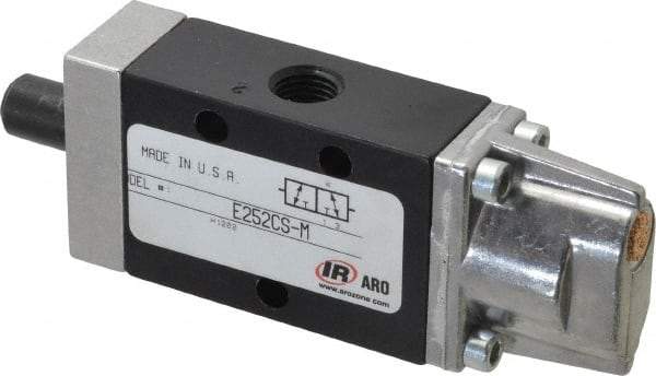 ARO/Ingersoll-Rand - 3 Way Valve For Air Equipment - 1/4 NPT Inlet, 1/4 NPT Outlet, Cam Stem/Spring Actuator, 0.7 CV Rate - USA Tool & Supply