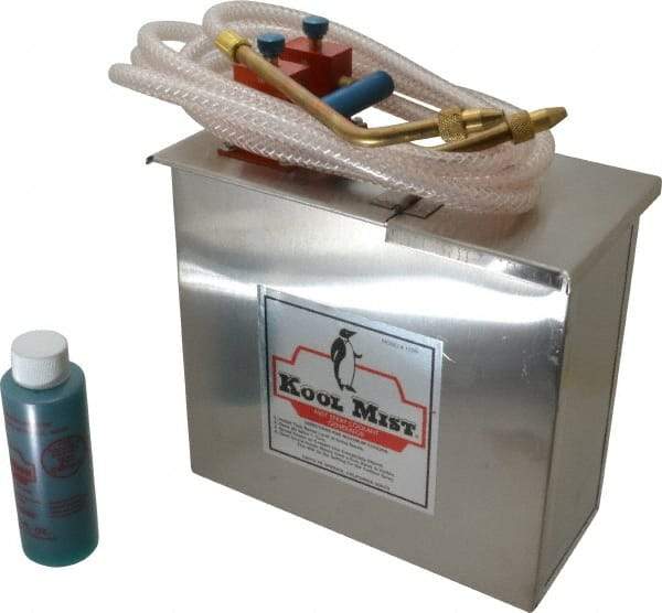 Kool Mist - 2 Outlet, 1 Gal Tank Capacity, Stainless Steel Tank Mist Coolant System - 4' Coolant Line Length, 6" Hose Length, 5/16" Nozzle Diam - USA Tool & Supply
