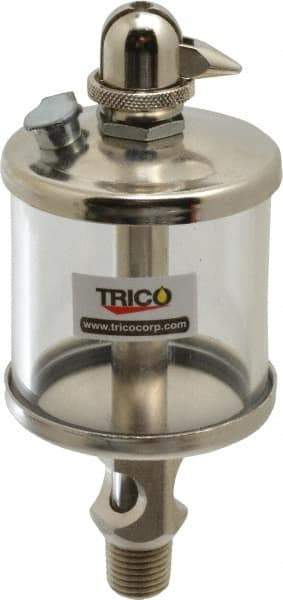 Trico - 1 Outlet, Glass Bowl, 2.5 Ounce Manual-Adjustable Oil Reservoir - 1/4 NPT Outlet, 2-1/8" Diam x 5-7/16" High - USA Tool & Supply