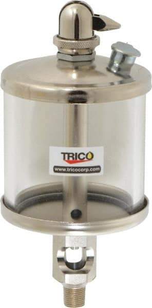 Trico - 1 Outlet, Glass Bowl, 5 Ounce Manual-Adjustable Oil Reservoir - 1/8 NPT Outlet, 2-5/8" Diam x 6-1/16" High - USA Tool & Supply