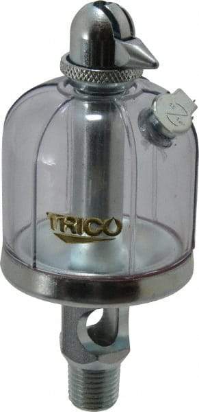 Trico - 1 Outlet, Acrylic Bowl, 2 Ounce Manual-Adjustable Oil Reservoir - 1/4 NPT Outlet, 1-15/16" Diam x 4-1/2" High - USA Tool & Supply