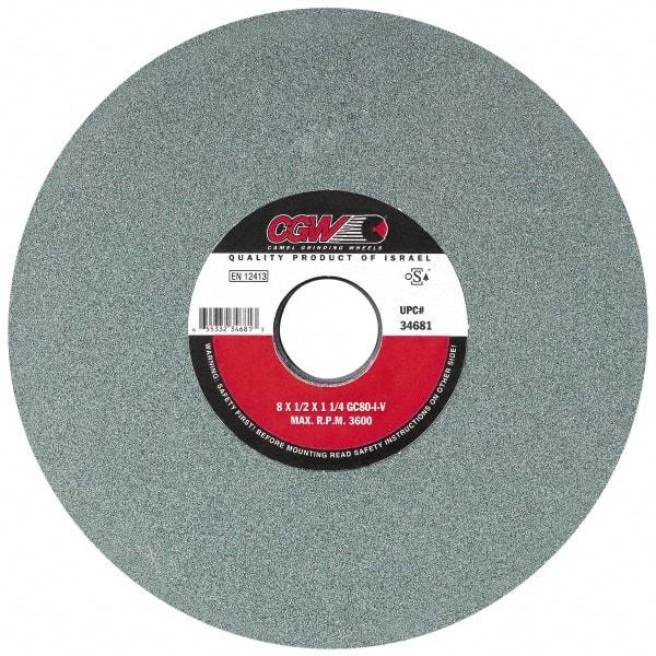 Camel Grinding Wheels - 7" Diam x 1-1/4" Hole x 1" Thick, I Hardness, 100 Grit Surface Grinding Wheel - Silicon Carbide, Type 5, Fine Grade, 3,760 Max RPM, Vitrified Bond, One-Side Recess - USA Tool & Supply