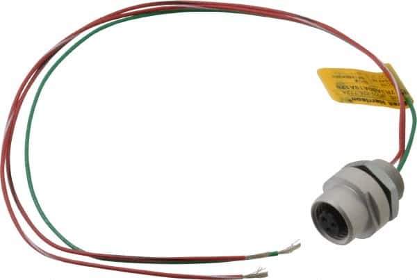Brad Harrison - 4 Amp, 1/2-20 UNF Female Straight Receptacle - 250 VAC/VDC, 0.31m Cable Length, IP67 Ingress Rating - USA Tool & Supply